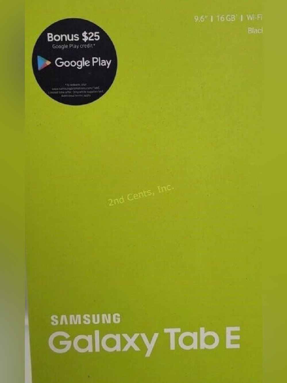 Samsung Galaxy Tab E Lime Green Box